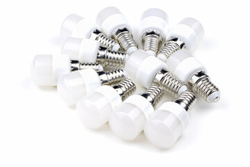 Electric LED lamps isolated on a white background. LED light bulbs
