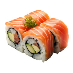 Salmon sushi roll isolated on transparent background