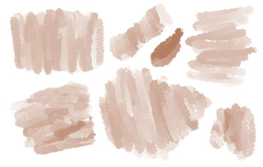 Abstract brush stroke shapes set hand drawn digital watercolor illustration, cut out simple shapeless forms minimalist image, isolated design element