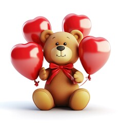 Cute teddy bear with red heart balloons. Perfect for Valentine's Day or any romantic occasion.
