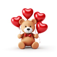 Cute teddy bear with red heart balloons. Perfect for Valentine's Day or any romantic occasion.