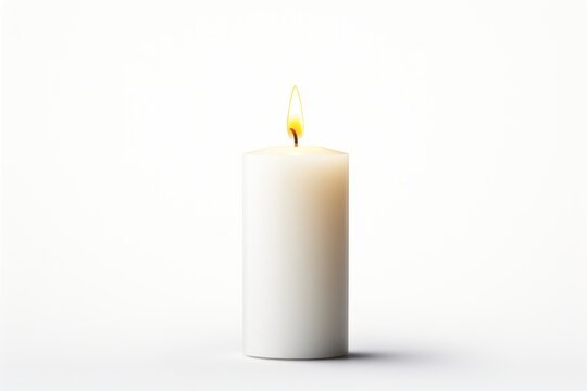 A single candle isolated on white background
