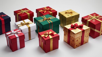 Fototapeta premium Christmas present backgrounds, ornament bells, ribbons