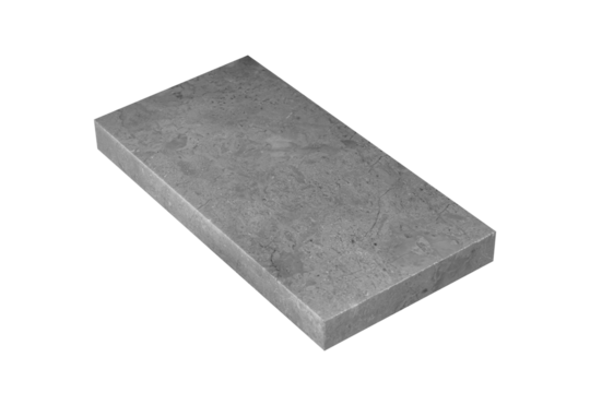 Gray pink marble rectangular tile isolated on transparent background.