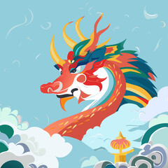 Chinese dragon, vector illustration. Chinese new year and all festivals