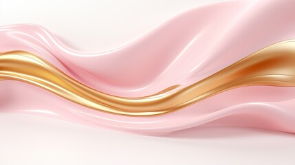 3D pale pink with gold liquid background, fluid splash, swirl on white. Luxury golden flow. luxus gold background dynamic flow wave 3d