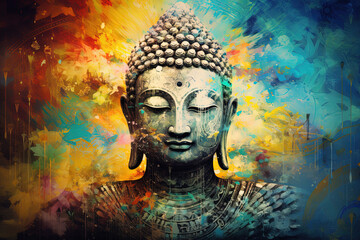 Vibrant Buddha. Spiritual wallpaper