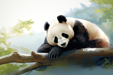 Panda Resting on a Tree Branch
