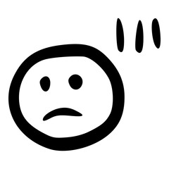 doodle hand drawn sad face emotion outline icon
