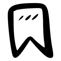 hand drawn doodle bookmark ribbon outline icon