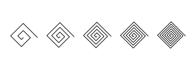 Wandcirkels aluminium Collection of spirals with cusp shapes. Set of simple artistic elements. Minimalist vector ornaments © AlbertBS