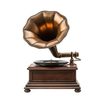 Beautiful old gramophone on a transparent background - stock png.