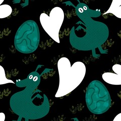 Cartoon animals seamless dragon pattern for wrapping paper and fabrics and linens and kids clothes print