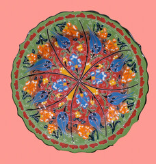 Brightly colored porcelain dishes from pottery factory