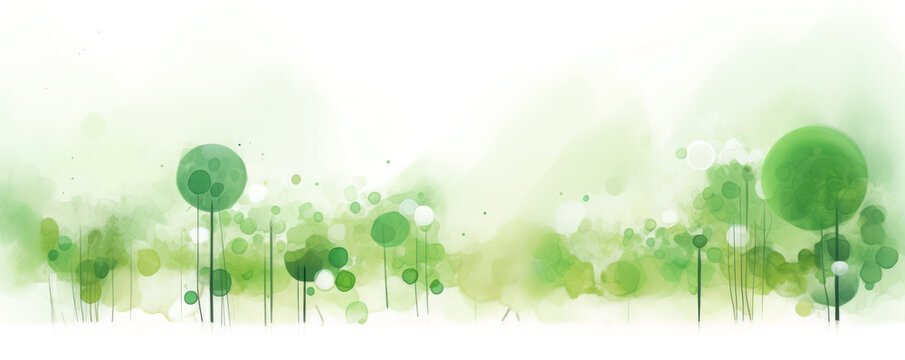 Abstract panoramic background of watercolor painting of forest. Concept of wallpaper and banner.