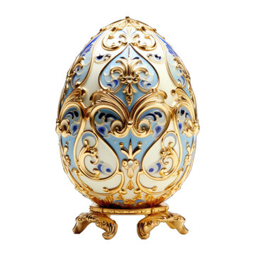A Small Intricately Detailed Faberg? Egg. Isolated on a Transparent Background. Cutout PNG.
