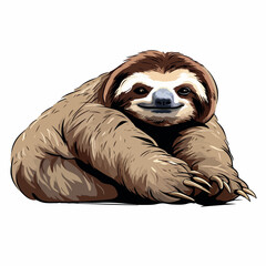 Lazy sloth in cartoon, doodle style. Isolated 2d vector illustration in logo, icon style, Eps 10. AI Generative - obrazy, fototapety, plakaty