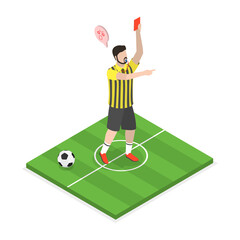 3D Isometric Flat  Illustration of Soccer Judge, Football Referee