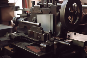 Fototapeta na wymiar Large offset printing press or magazine running. Neural network AI generated art
