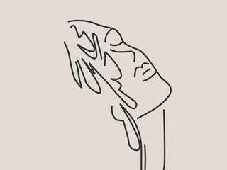 Outline portrait of woman in contemporary abstract style.