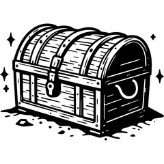 Treasure chest icon hand drawn vector design illustration