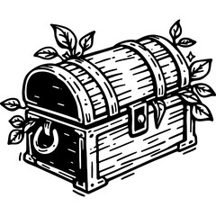 Treasure chest icon hand drawn vector design illustration