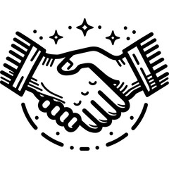 Handshake icon hand drawn vector design illustration