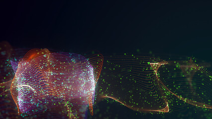 3D rendering of abstract structure of intertwined dots