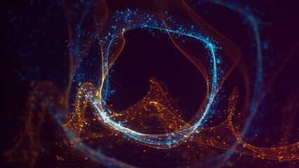 3D rendering of abstract structure of intertwined dots
