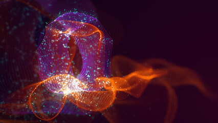 3D rendering of abstract structure of intertwined dots