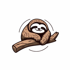 Lazy sloth in cartoon, doodle style. Isolated 2d vector illustration in logo, icon style, Eps 10. AI Generative