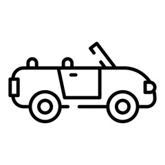 Roofless car black line icon