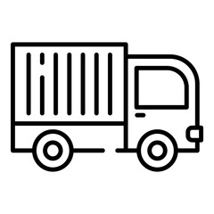 Shipping truck black line icon