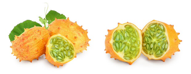 Kiwano or horned melon isolated on white background