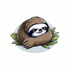 Lazy sloth in cartoon, doodle style. Isolated 2d vector illustration in logo, icon style, Eps 10. AI Generative