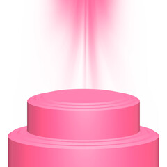 round podium with pink spotlight