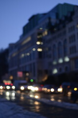 Fototapeta na wymiar Blurred view of night city street