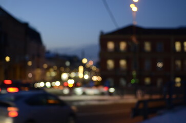 Fototapeta premium Blurred view of night city street