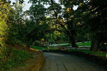 View of beautiful park in European city