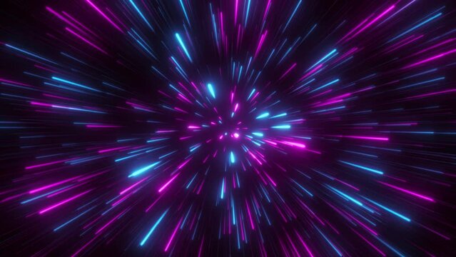 Through space, starfield. Seamless loop abstract particles background.