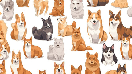 Vector seamless pattern with cute dogs