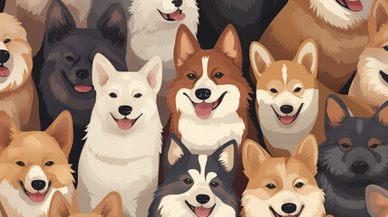 Vector seamless pattern with cute dogs