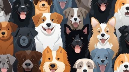 Vector seamless pattern with cute dogs