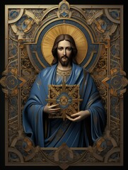 Icon of Jesus Christ, savior of man, messiah, son of god, religious concept, bible, holy spirit