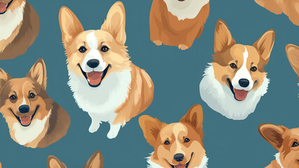 Vector seamless pattern with cute dogs
