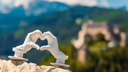 Heart hands gesture with a 3D printed sculpture - free model from thingiverse - with fortress...