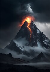 volcanic mountain, AI generated.