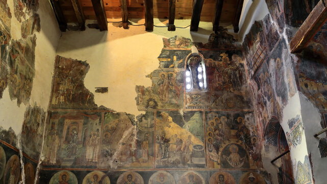 Frescoes inside the northeast wall of the church of Saint Mary Vllaherna-Blachernae, Kala neighborhood. Berat-Albania-080