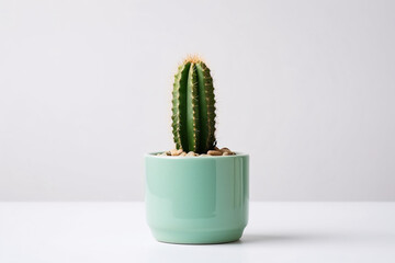 pot with cactus aesthetics style white background