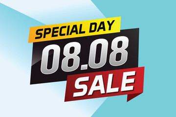 8.8 Special day sale word concept vector illustration with ribbon and 3d style for use landing page, template, ui, web, mobile app, poster, banner, flyer, background, gift card, coupon